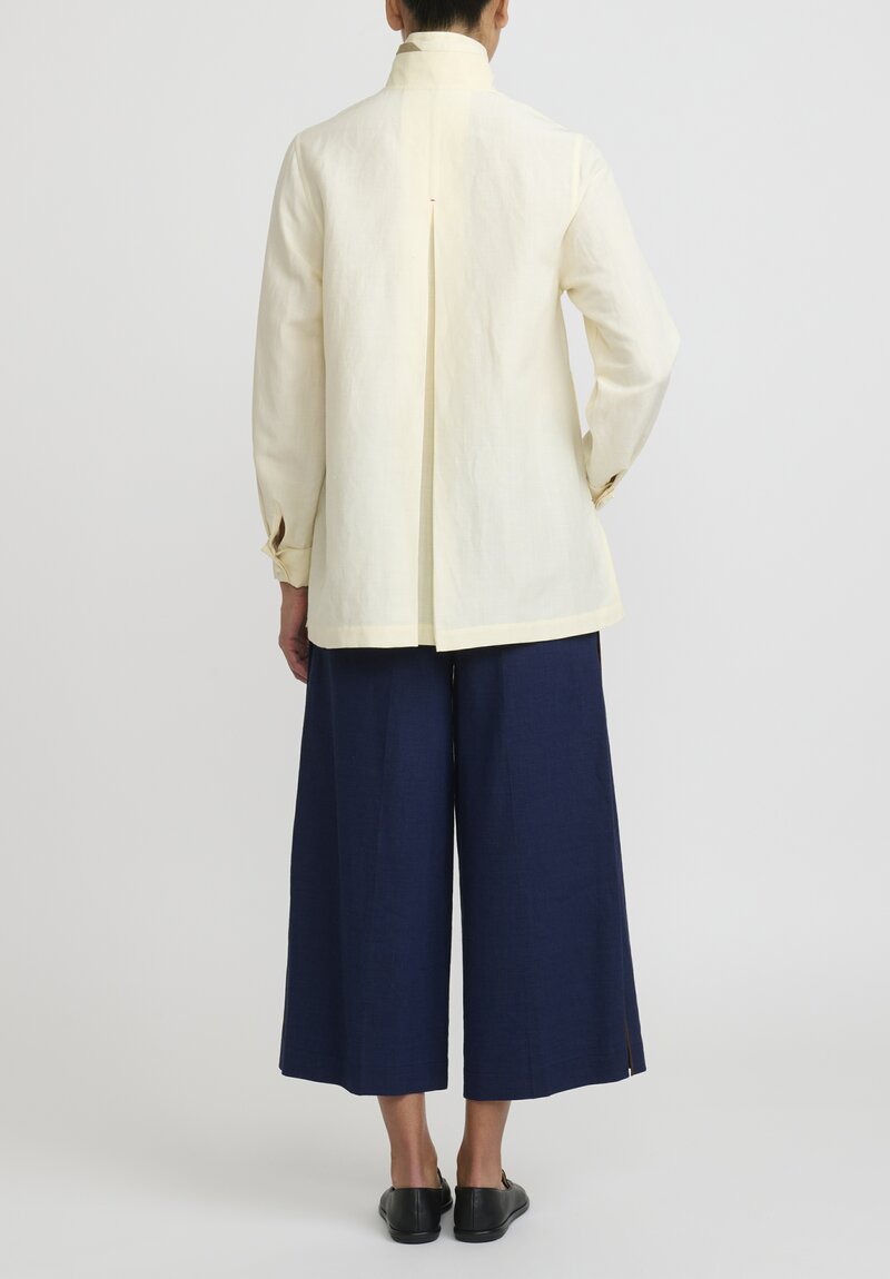 Sophie Hong Handwoven Silk Shirt in White	