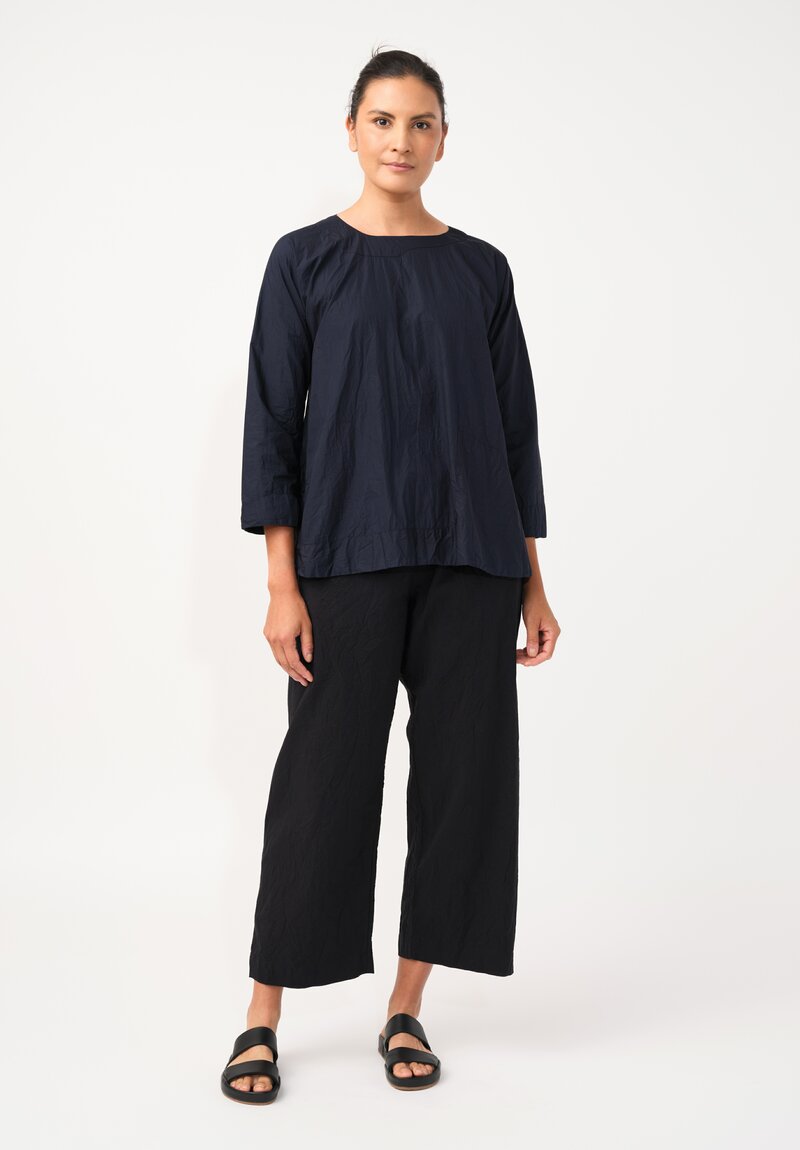 Daniela Gregis Washed Cotton Olma Riflesso Rossela Top in Navy Blue