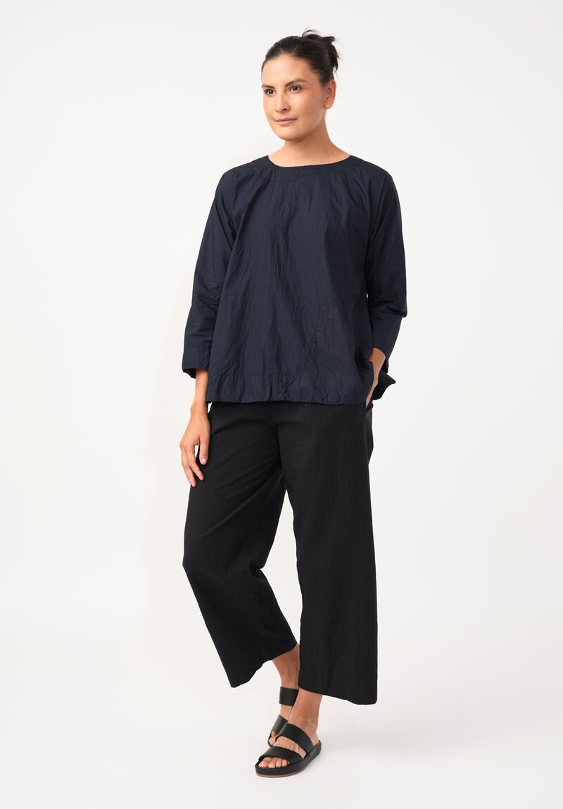 Daniela Gregis Washed Cotton Olma Riflesso Rossela Top in Navy Blue