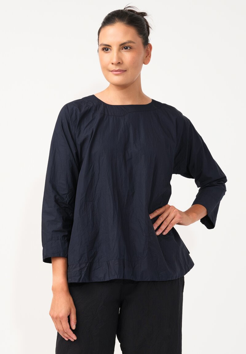 Daniela Gregis Washed Cotton Olma Riflesso Rossela Top in Navy Blue
