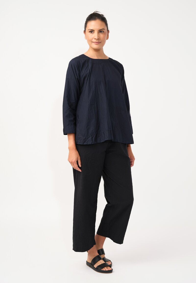 Daniela Gregis Washed Cotton Olma Riflesso Rossela Top in Navy Blue