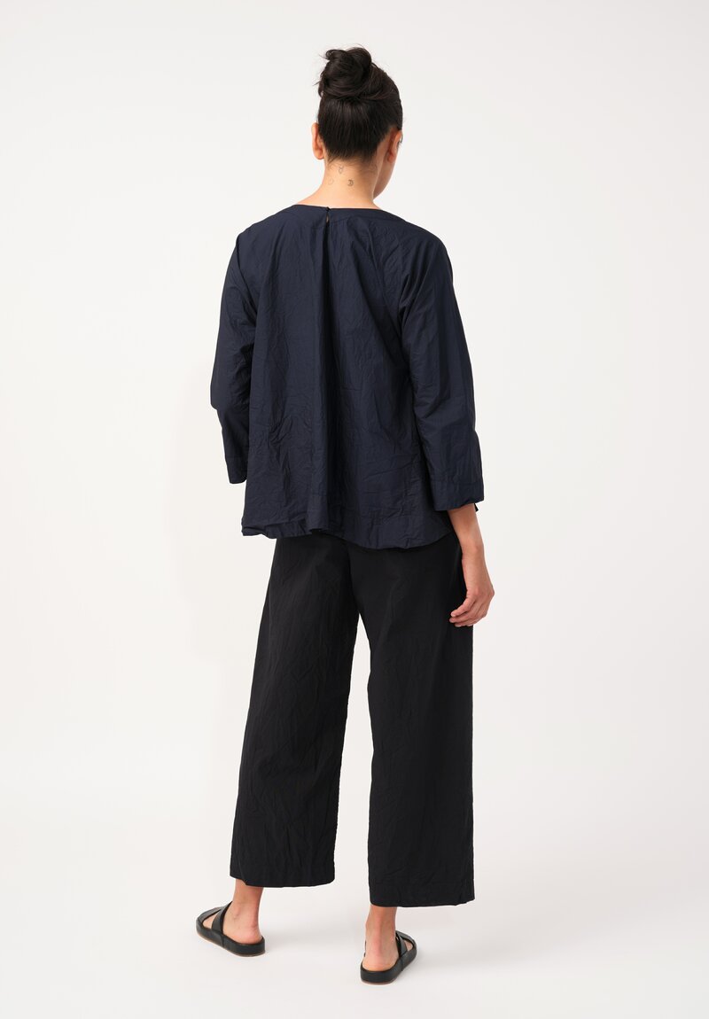 Daniela Gregis Washed Cotton Olma Riflesso Rossela Top in Navy Blue