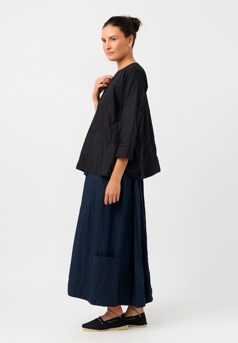 Daniela Gregis Washed Cotton Olma Riflesso Rossela Top in Nero Black