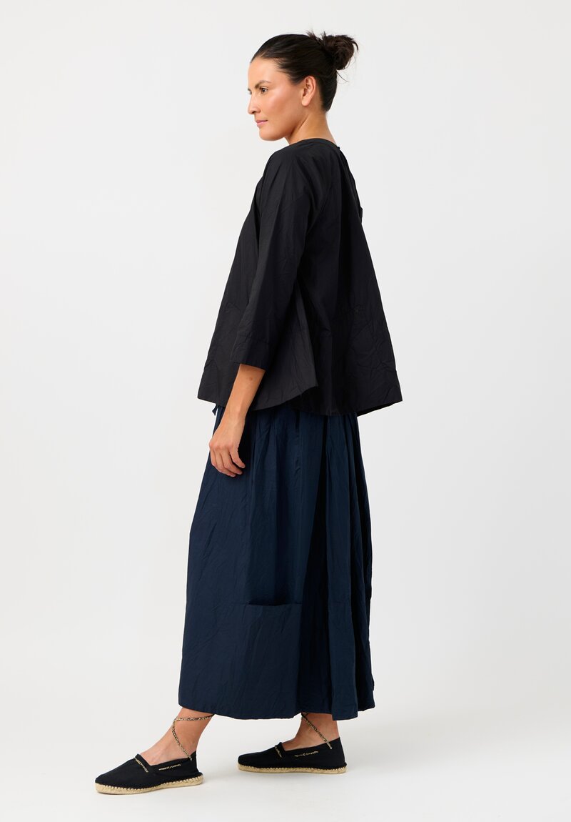 Daniela Gregis Washed Cotton Olma Riflesso Rossela Top in Nero Black