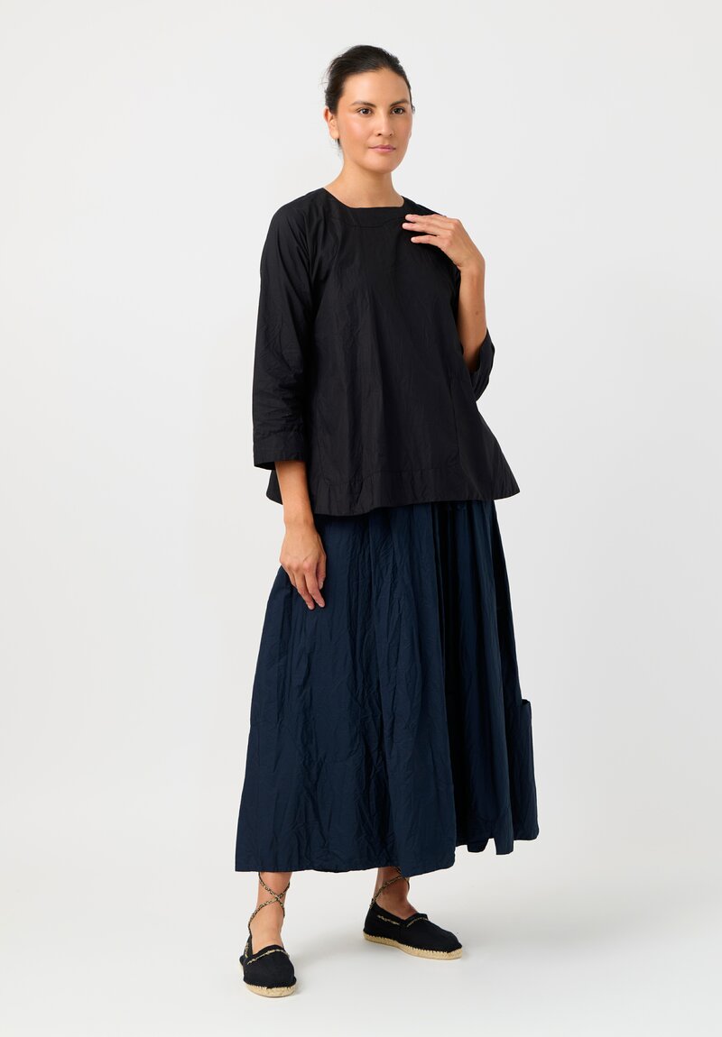 Daniela Gregis Washed Cotton Olma Riflesso Rossela Top in Nero Black