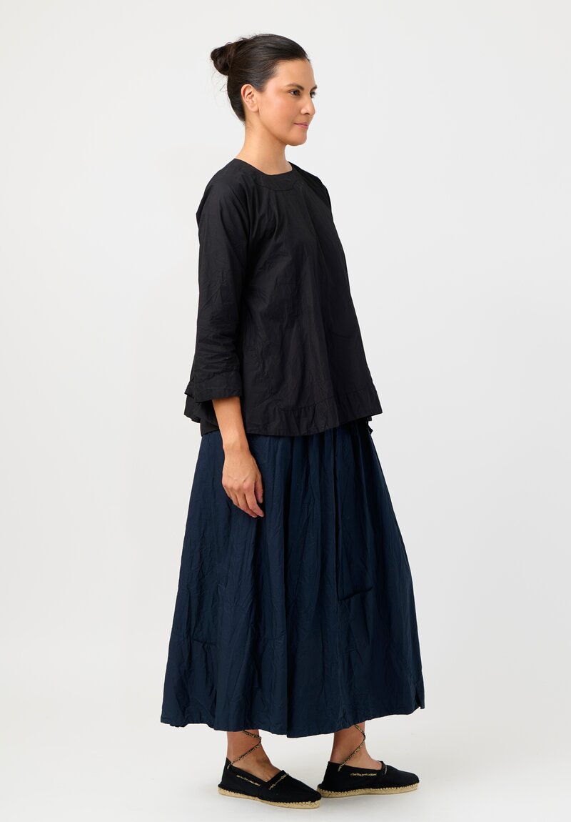 Daniela Gregis Washed Cotton Olma Riflesso Rossela Top in Nero Black