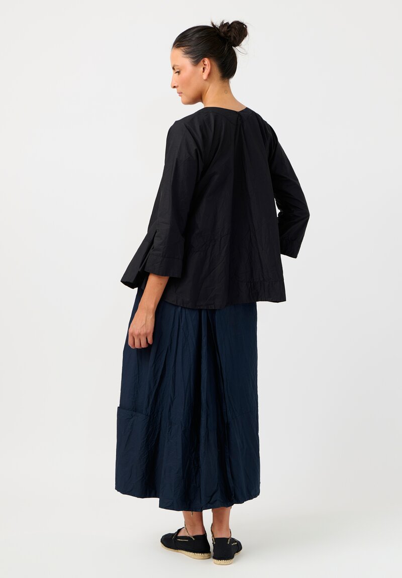 Daniela Gregis Washed Cotton Olma Riflesso Rossela Top in Nero Black