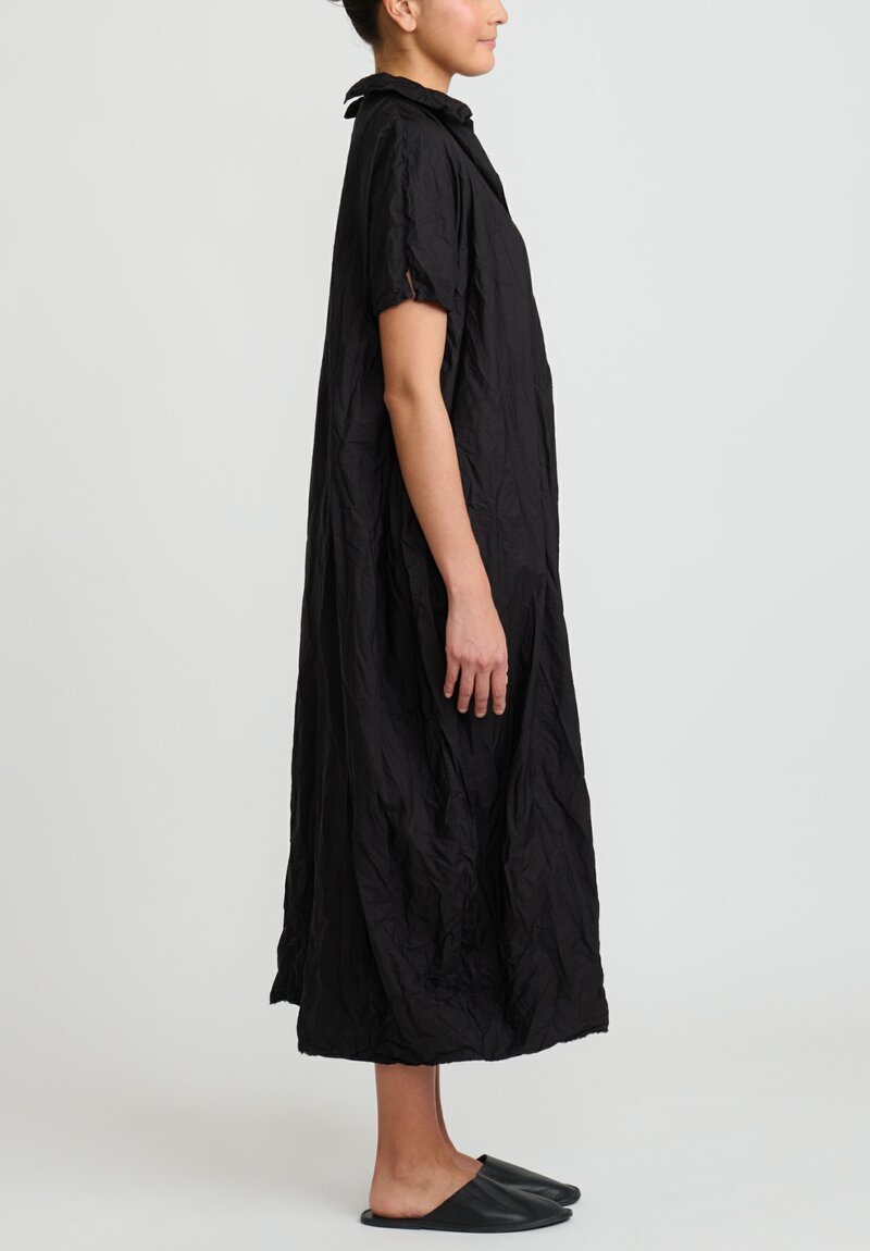 Daniela Gregis Washed Cotton Abito ''Rossella'' Dress in Black