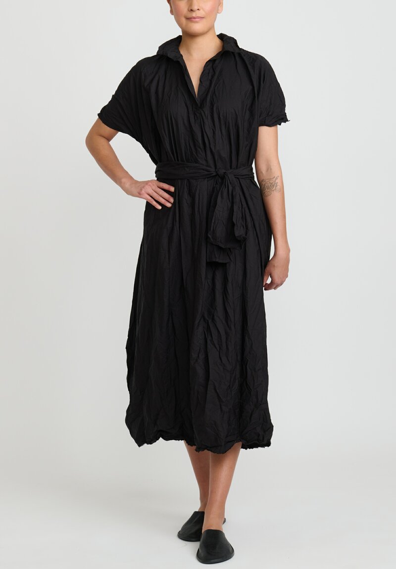 Daniela Gregis Washed Cotton Abito ''Rossella'' Dress in Black