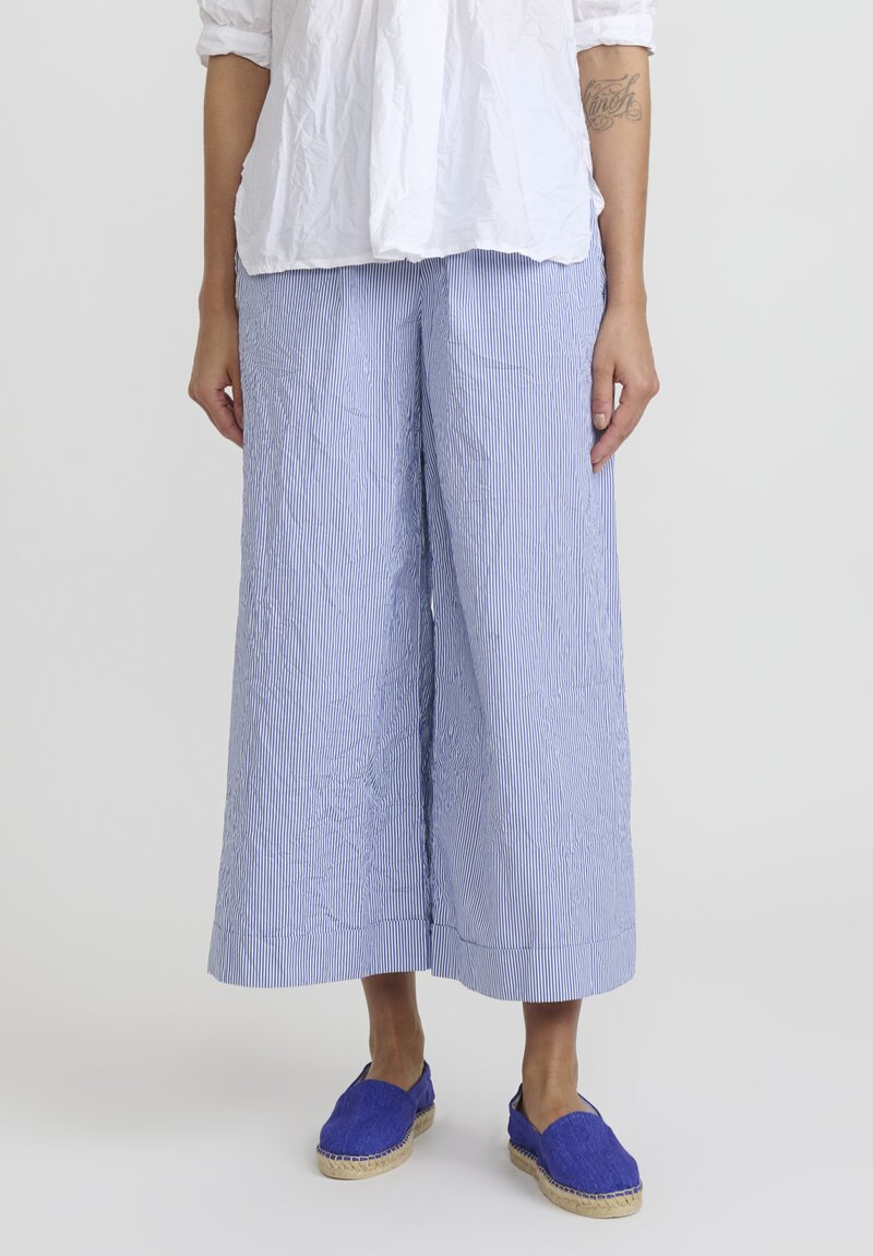 Daniela Gregis Washed Cotton Striped ''Pigiama'' Pants in Blue & White	