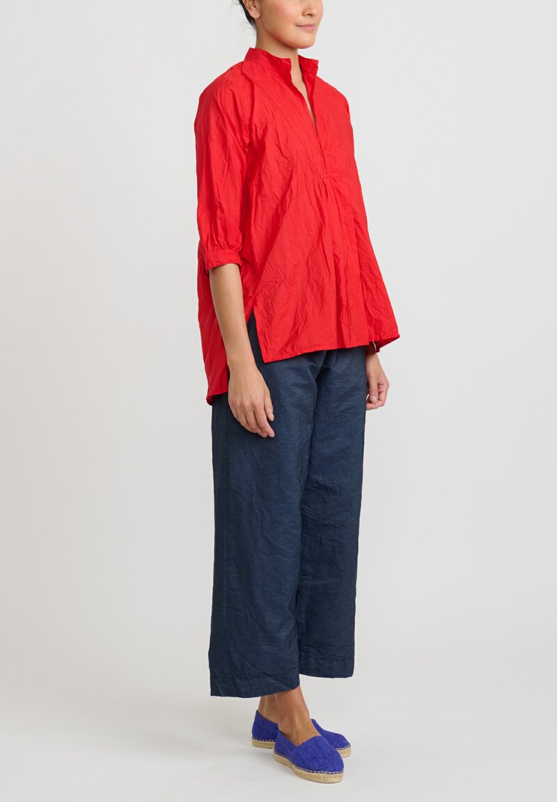 Daniela Gregis Washed Cotton Camicia Kora Top in Red