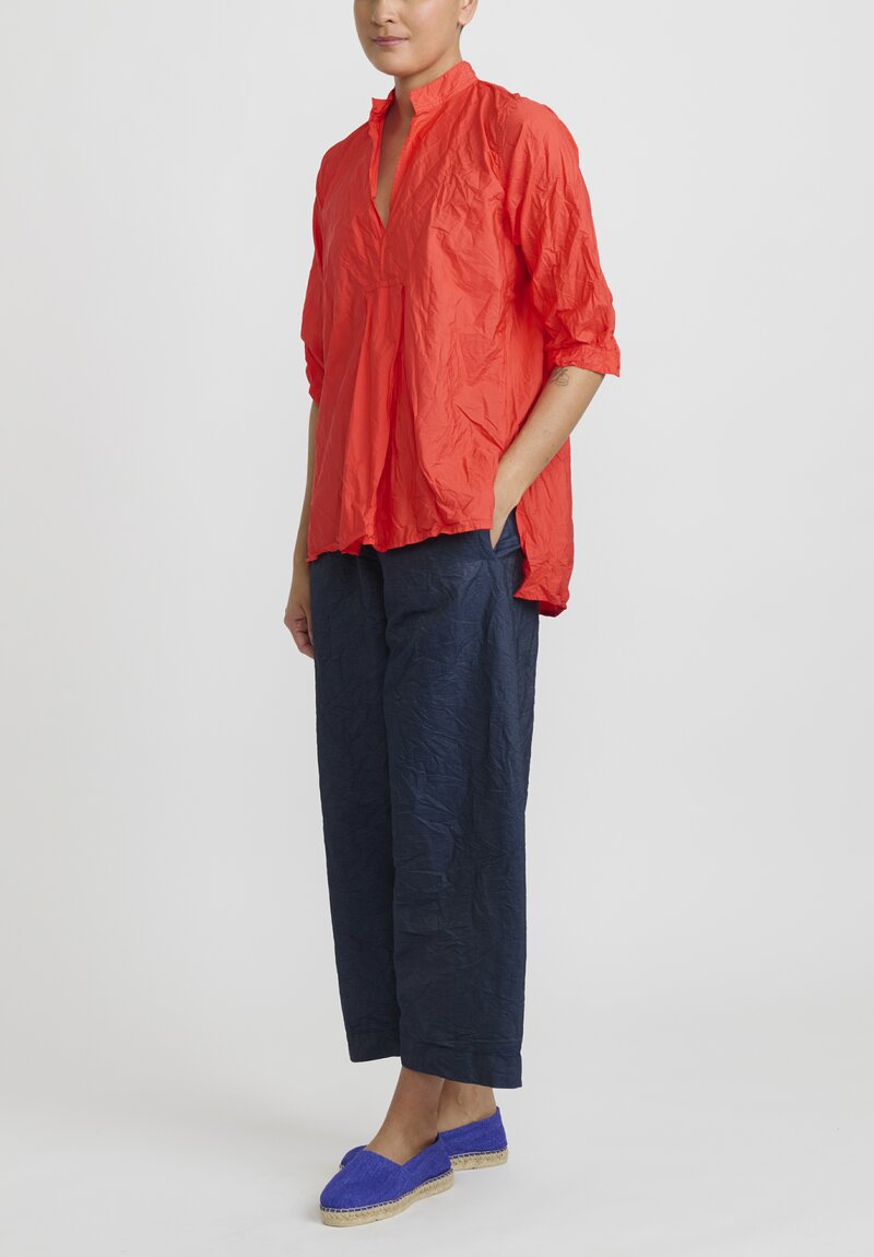 Daniela Gregis Washed Cotton ''Camicia'' Kora Top in Glow Red	