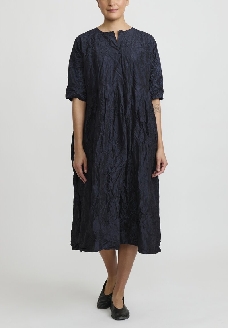 Daniela Gregis Silk Operaio Rossella Dress in Washed Navy Blue