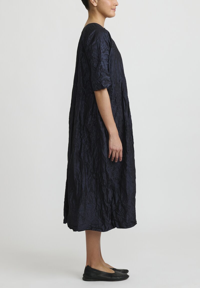 Daniela Gregis Silk Operaio Rossella Dress in Washed Navy Blue