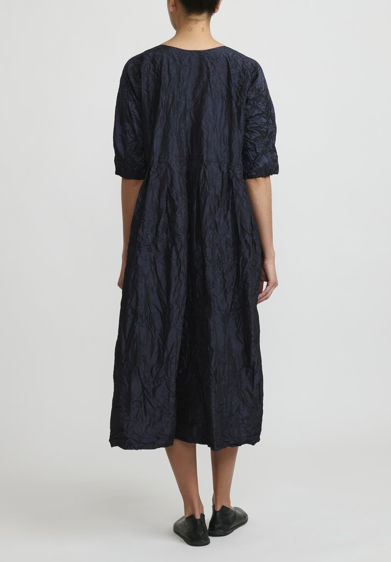 Daniela Gregis Silk Operaio Rossella Dress in Washed Navy Blue