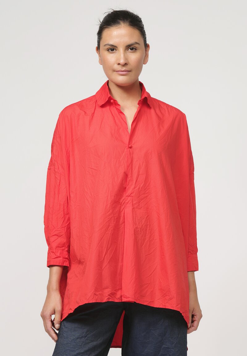 Daniela Gregis Washed Cotton Camicia More Rosella Shirt in Rosso Red	