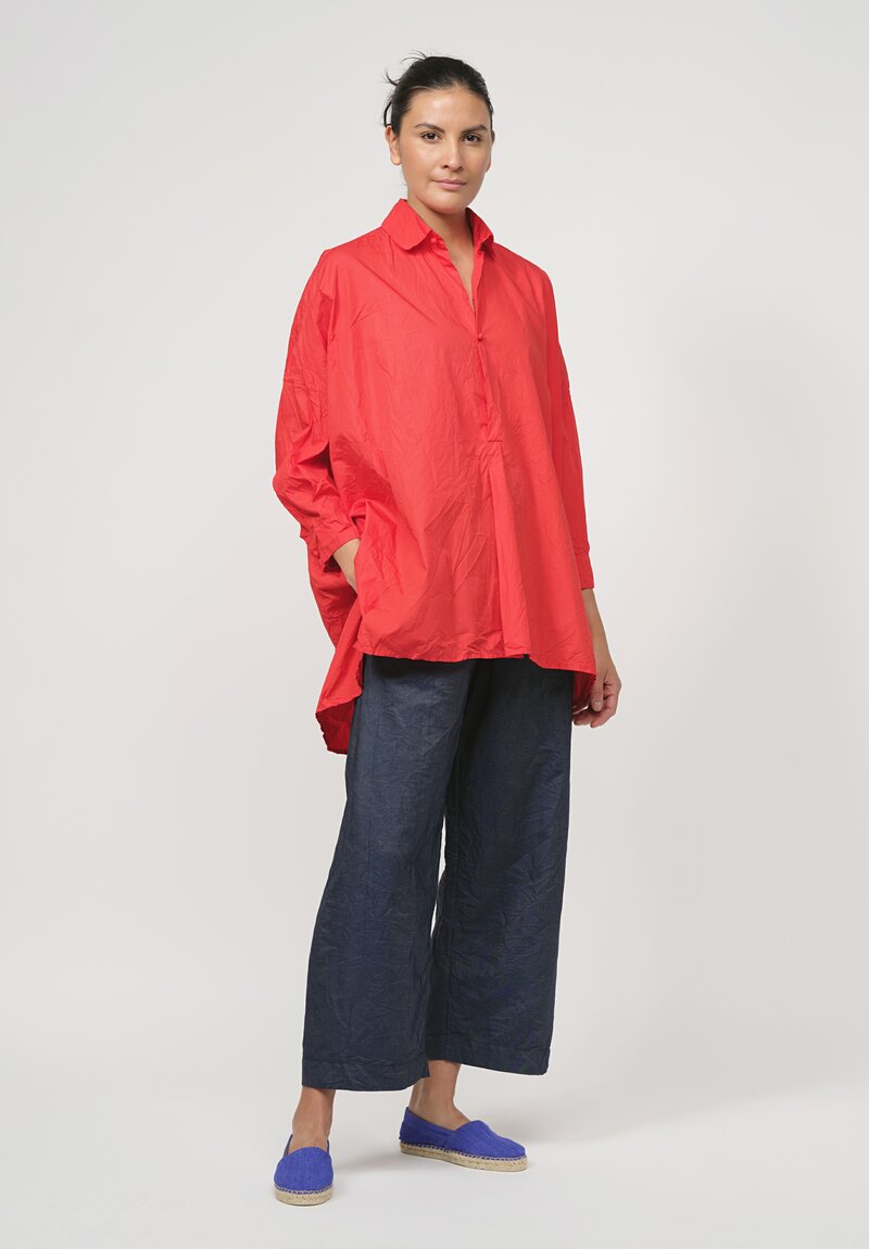 Daniela Gregis Washed Cotton Camicia More Rosella Shirt in Rosso Red	