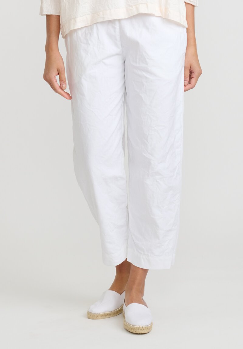 Daniela Gregis Washed Cotton Twill Sigaretta Elastico Pants in White 	