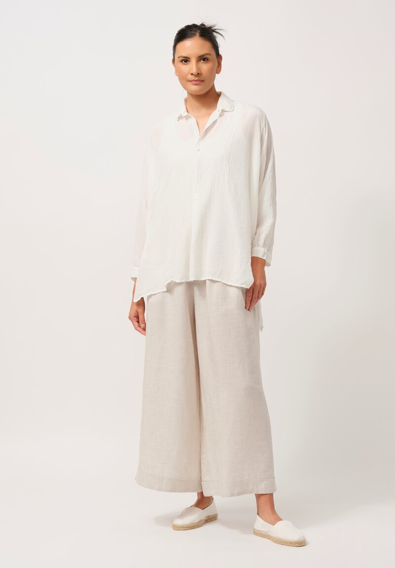 Daniela Gregis Linen Wide Leg Pigiama Pants in Sabbia Sand Natural	