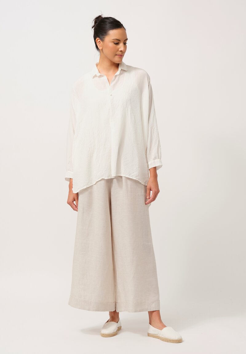 Daniela Gregis Linen Wide Leg Pigiama Pants in Sabbia Sand Natural	