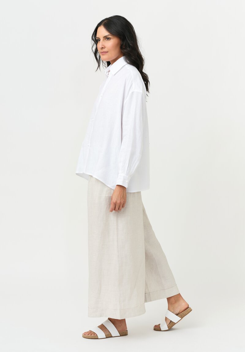 Daniela Gregis Linen Wide Leg Pigiama Pants in Sabbia Sand Natural	