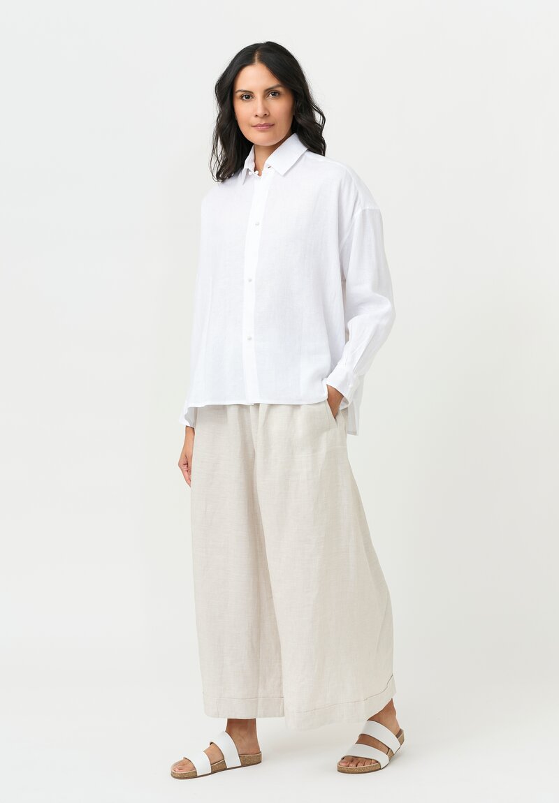 Daniela Gregis Linen Wide Leg Pigiama Pants in Sabbia Sand Natural	