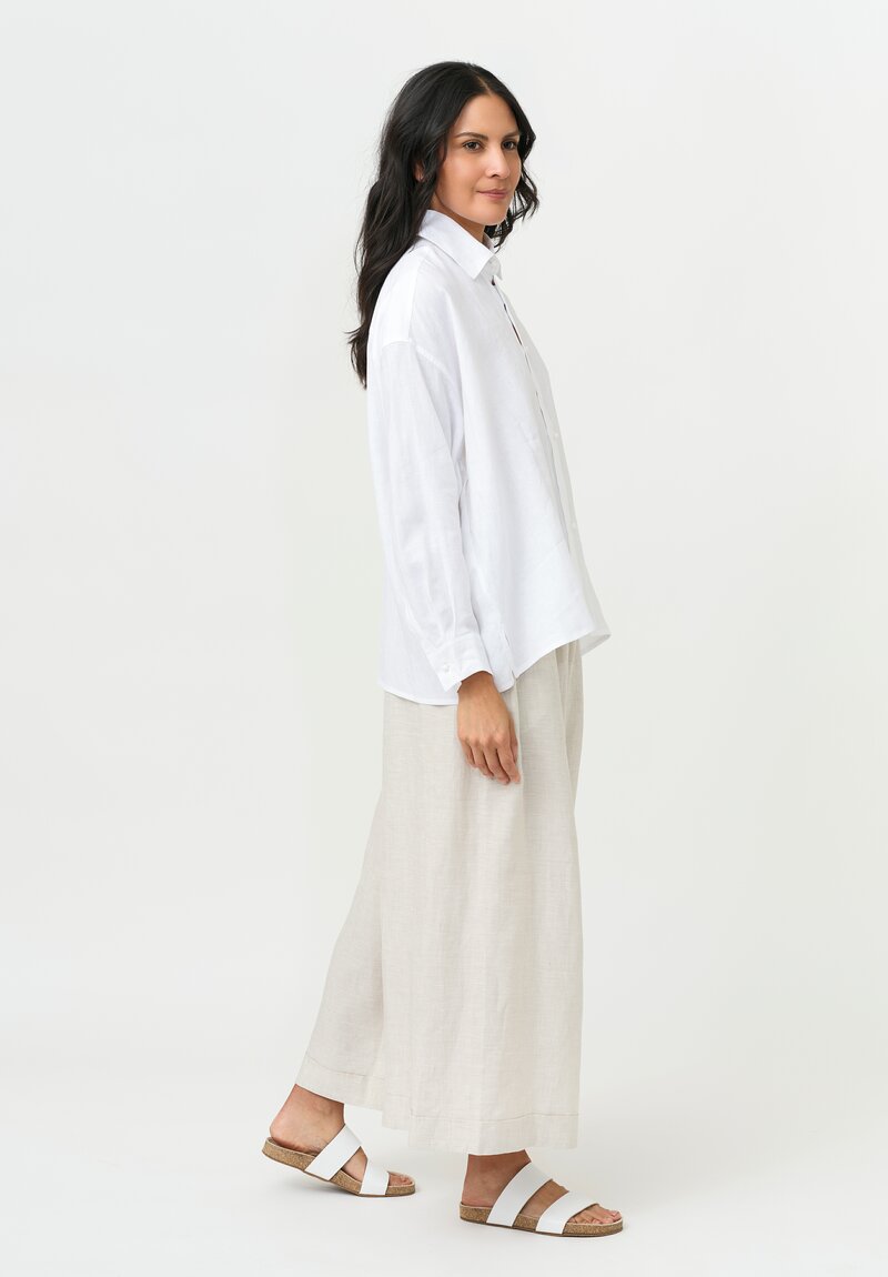 Daniela Gregis Linen Wide Leg Pigiama Pants in Sabbia Sand Natural	