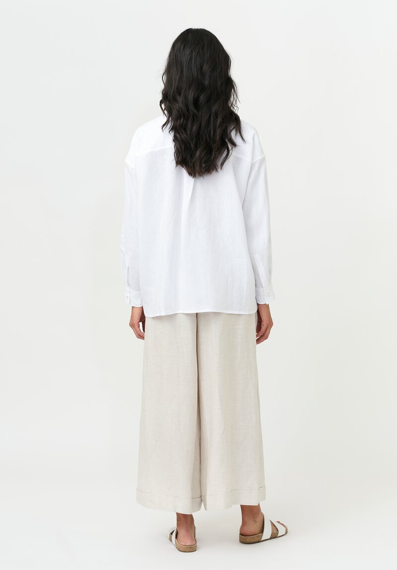 Daniela Gregis Linen Wide Leg Pigiama Pants in Sabbia Sand Natural	