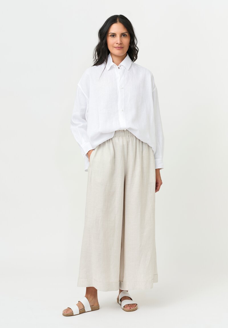Daniela Gregis Linen Wide Leg Pigiama Pants in Sabbia Sand Natural	