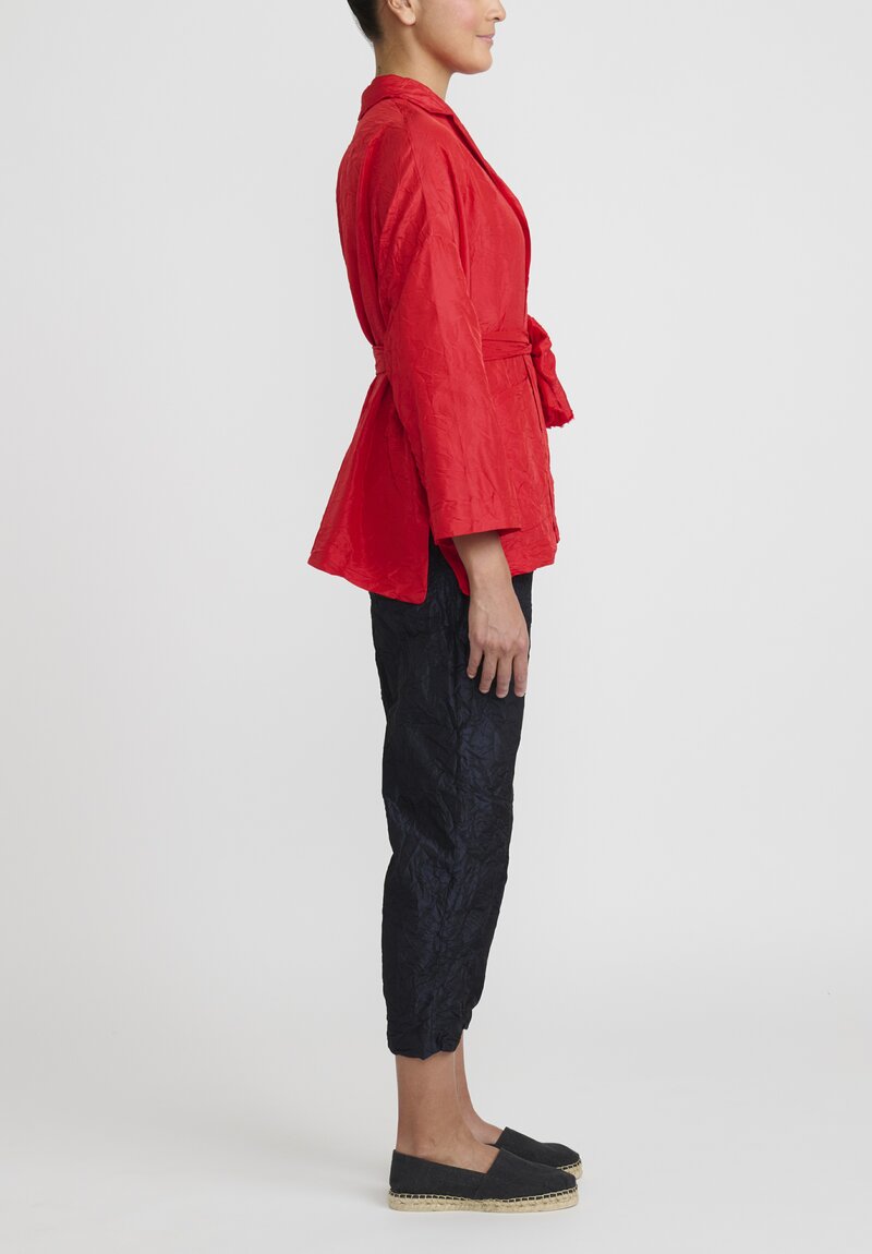 Daniela Gregis Washed Silk Giacca Gladiolo Rosella Jacket in Rossa Red