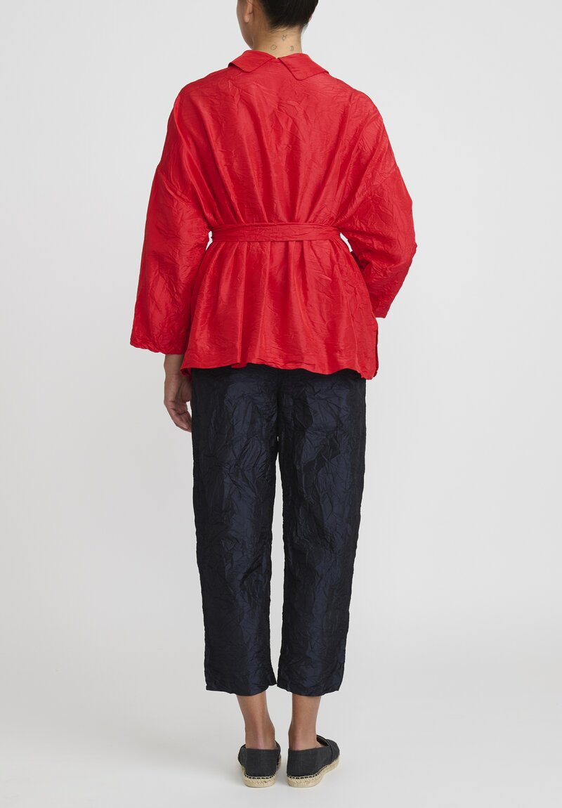 Daniela Gregis Washed Silk Giacca Gladiolo Rosella Jacket in Rossa Red