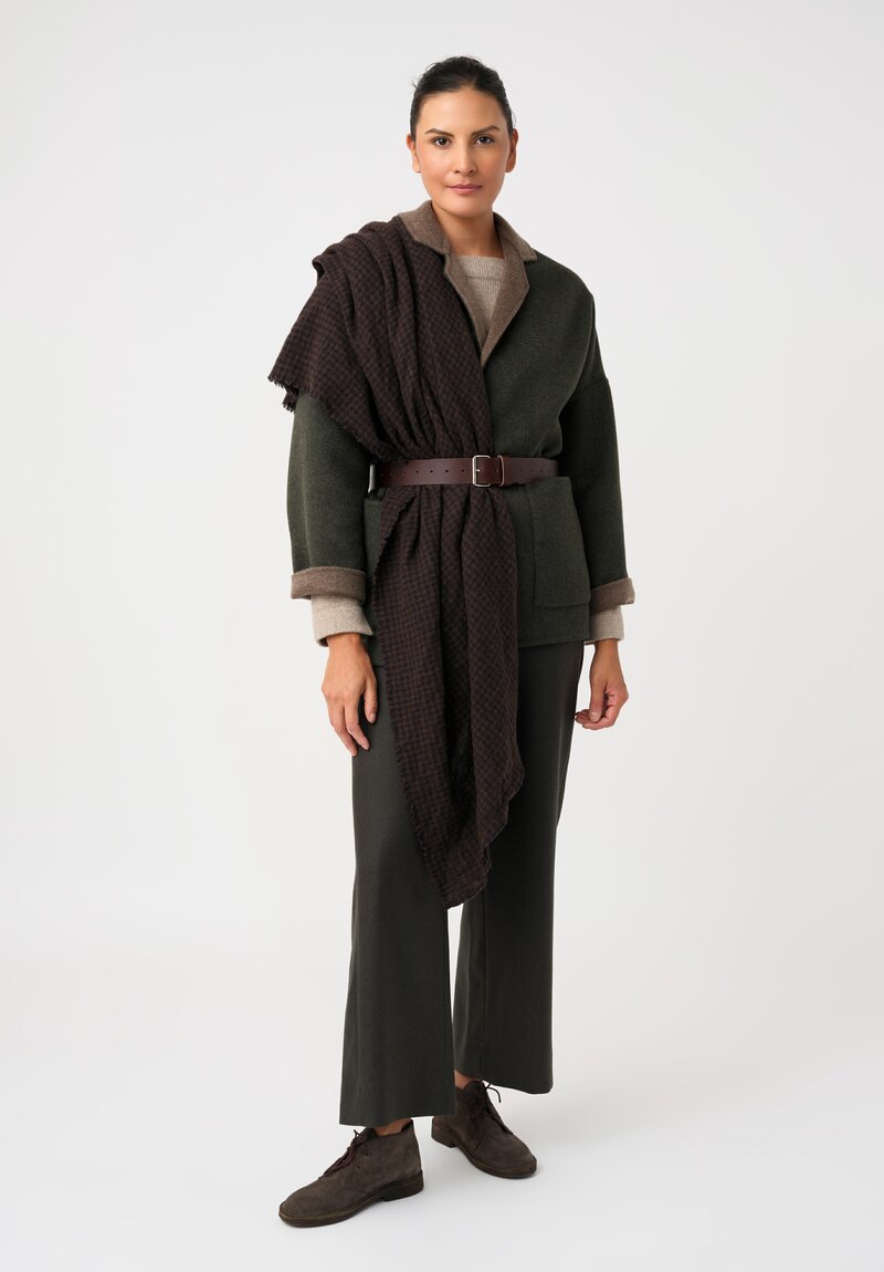 Daniela Gregis Gladiolo Double-Face Cashmere Jacket in Moss Dark Green & Brown	