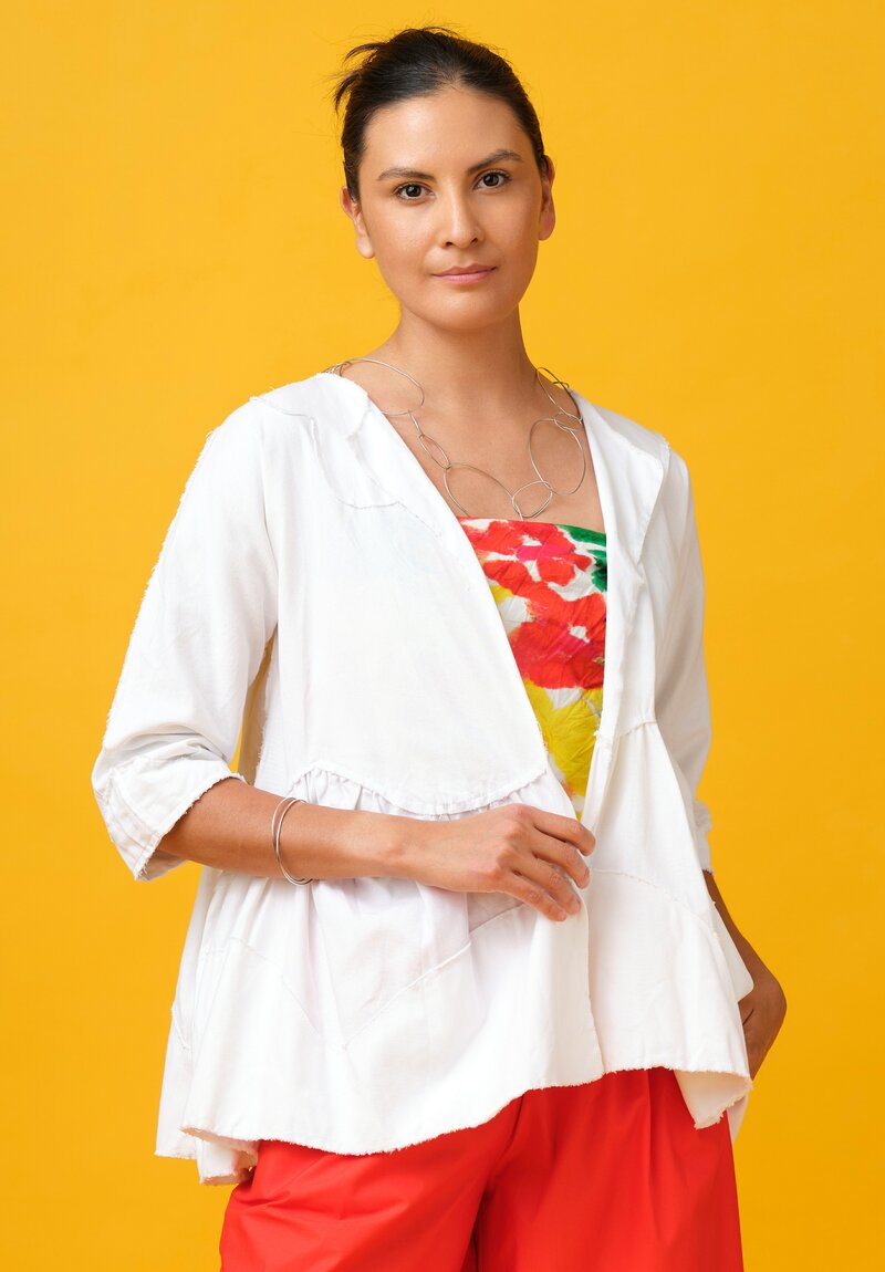 Daniela Gregis Washed Cotton Giacca Torte Stretta Jacket in Bianco White	