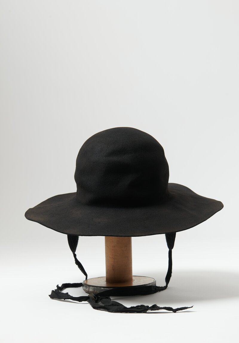 Horisaki Design and Handel Easy Burnt Rabbit Soft Wide Brim Hat in Black	