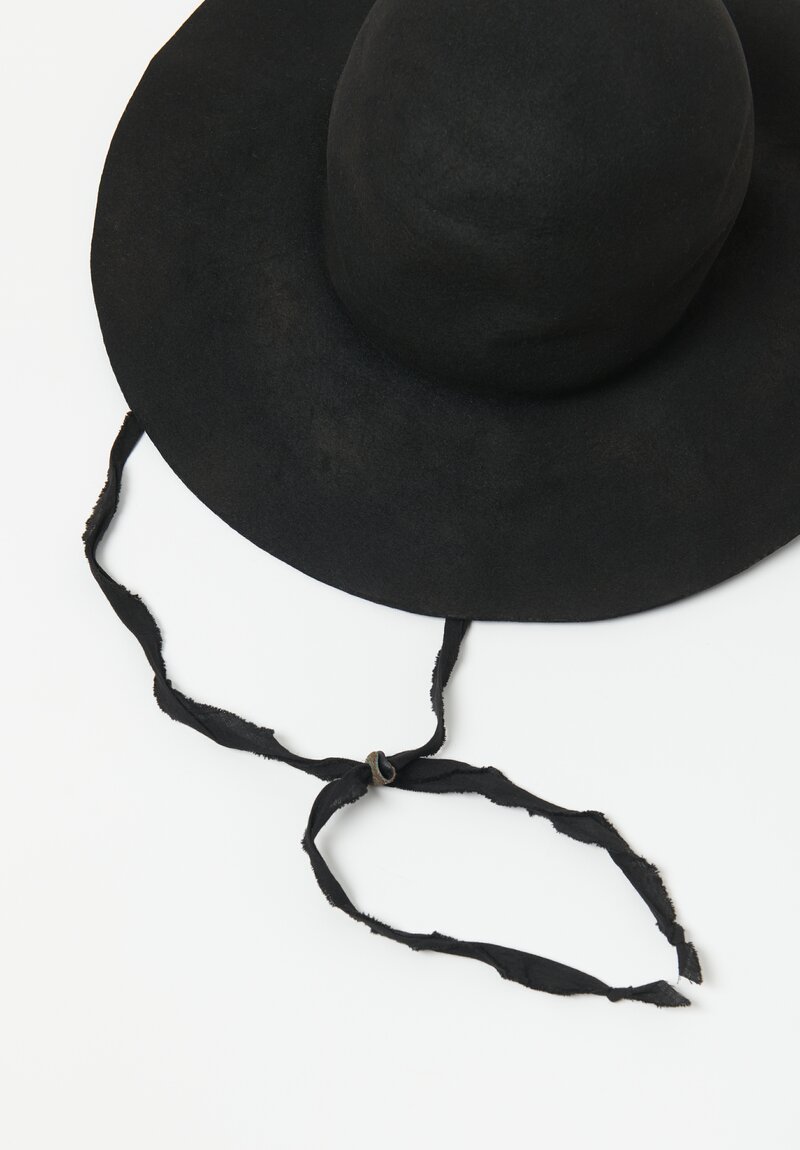 Horisaki Design and Handel Easy Burnt Rabbit Soft Wide Brim Hat in Black	