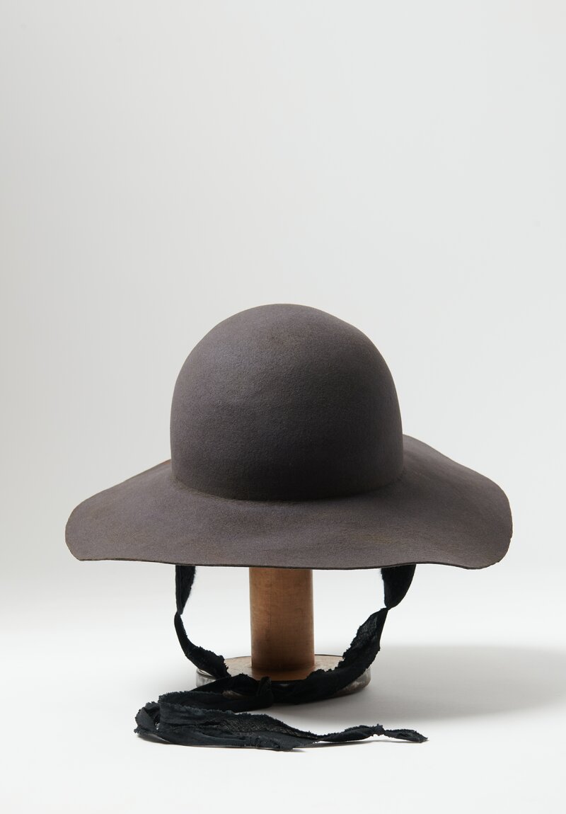 Horisaki Design and Handel Easy Burnt Rabbit Soft Wide Brim Hat in Grey	