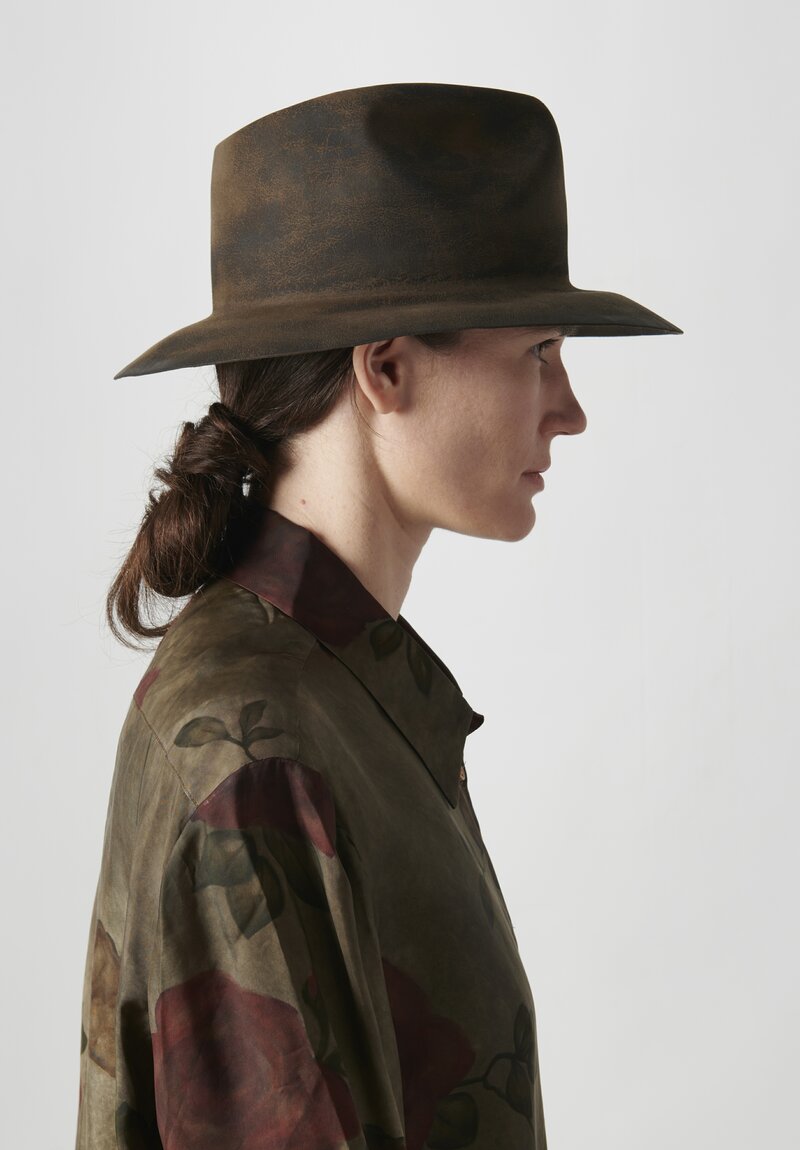 Horisake Design and Handel Hard Burnt Beaver Reshapable Hat in Taupe Brown	