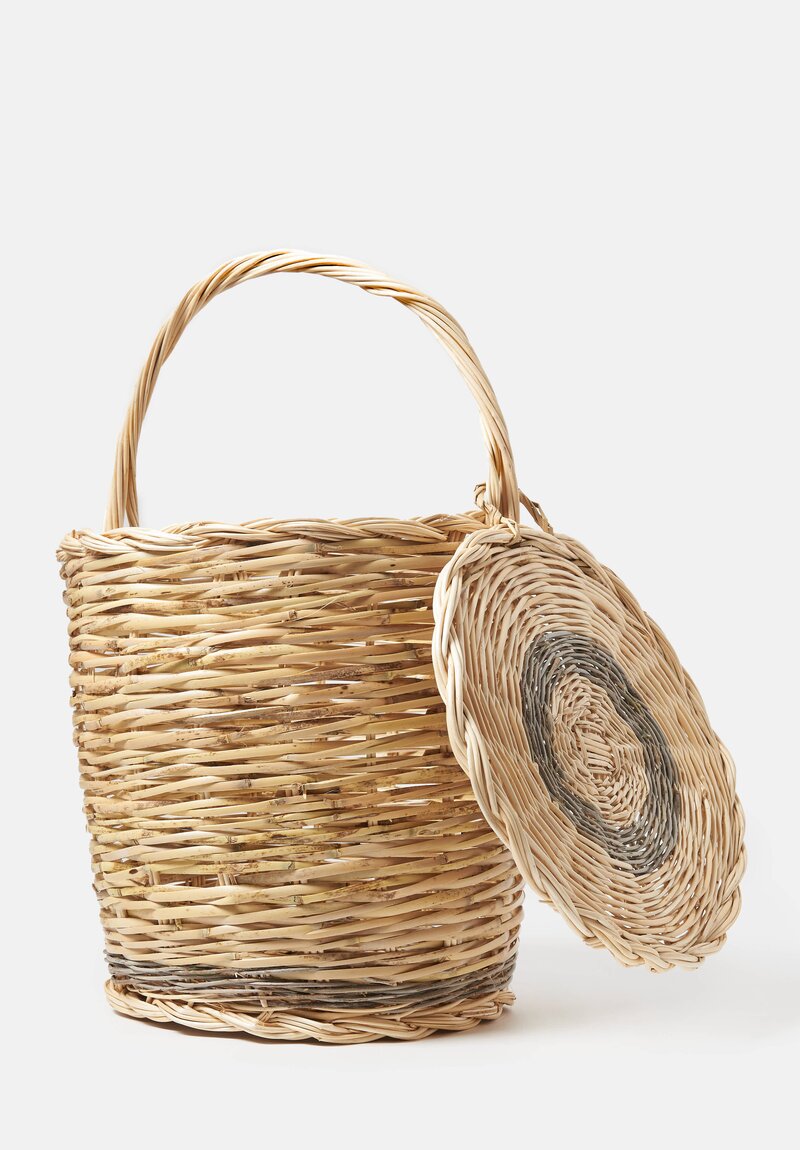 Daniela Gregis Handwoven Amaretto Cesta Basket with Lid Natural	