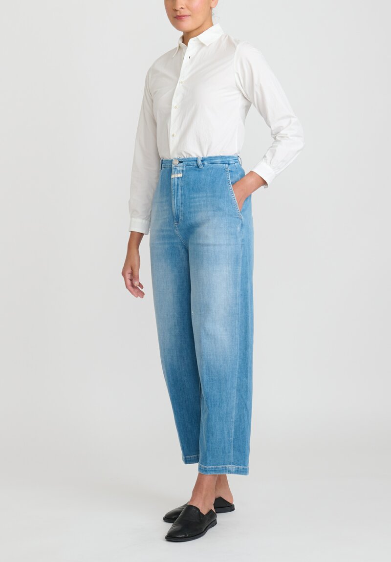 Closed Mawbray Sateen Stretch Pants in Mid Blue	