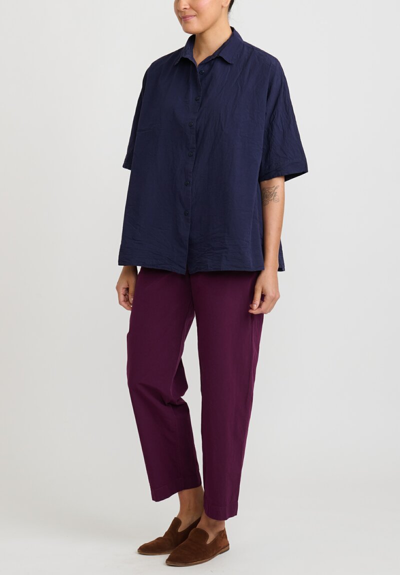 Casey Casey Paper Cotton and Linen ''Bee'' Pants in Blackberry Purple	