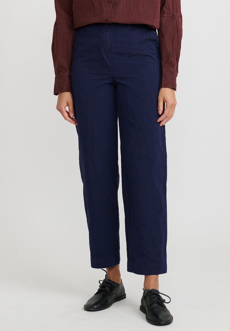 Casey Casey Paper Cotton and Linen Bee Pants in Ink Blue