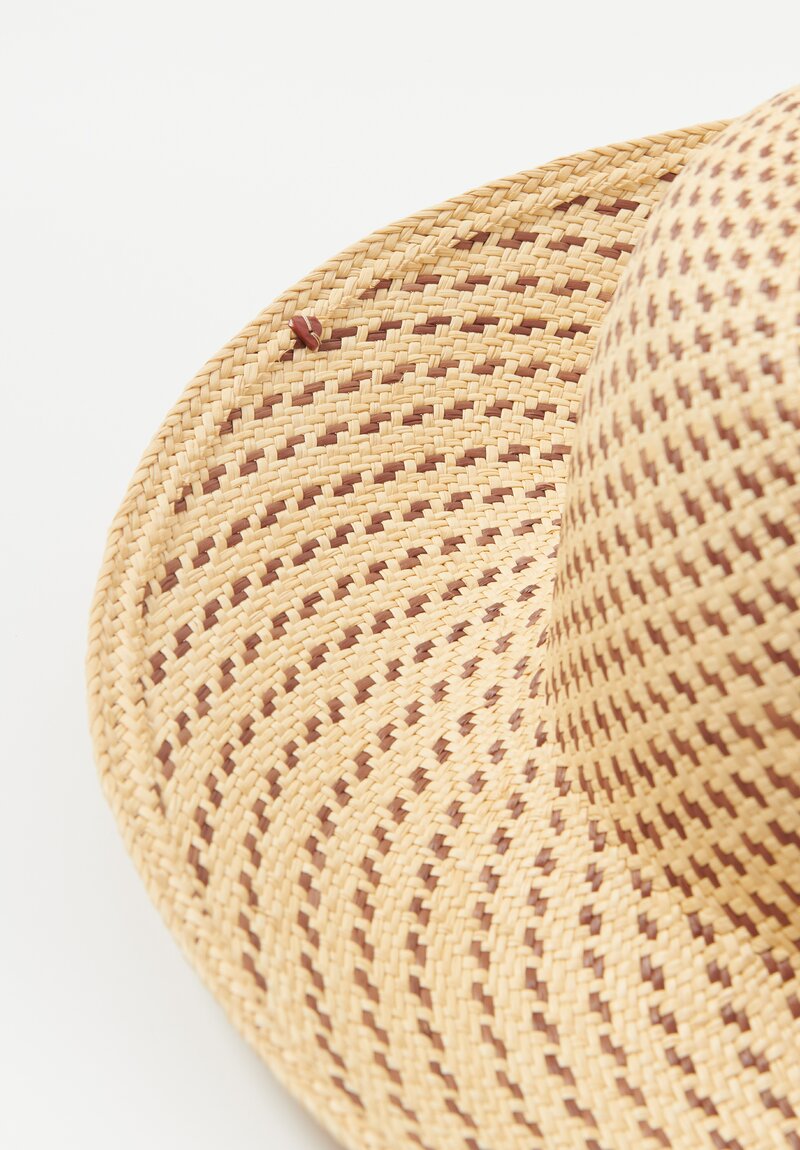 SuperDuper Panama Straw ''Air Shack'' Hat in Natural & Brown	