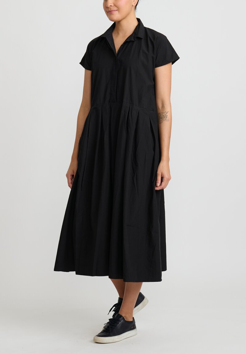 Bergfabel Washed Cotton Poplin ''Lena'' Dress in Black	