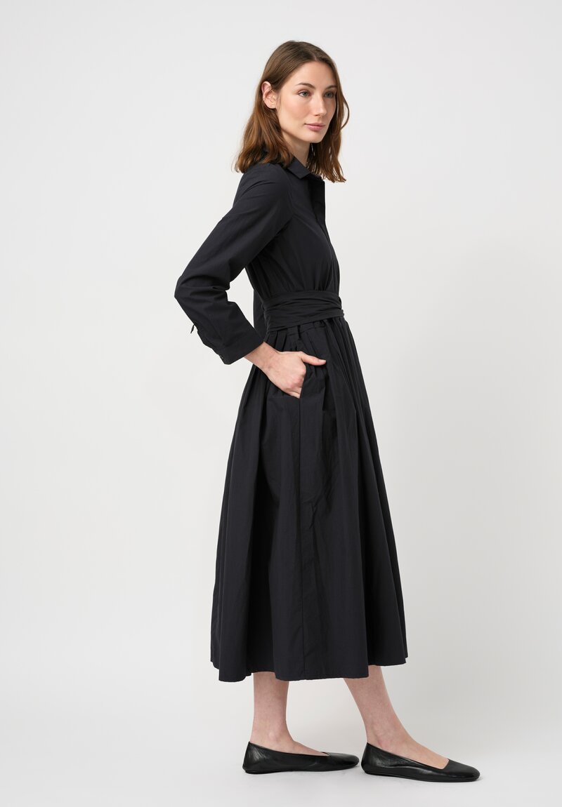Bergfabel Washed Cotton Poplin Lena Dress in Navy Blue