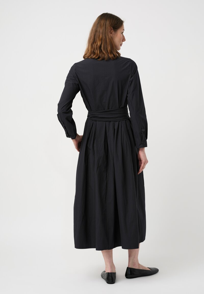 Bergfabel Washed Cotton Poplin Lena Dress in Navy Blue