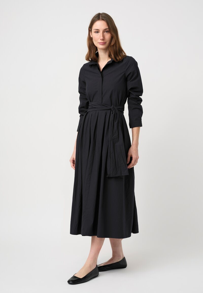 Bergfabel Washed Cotton Poplin Lena Dress in Navy Blue