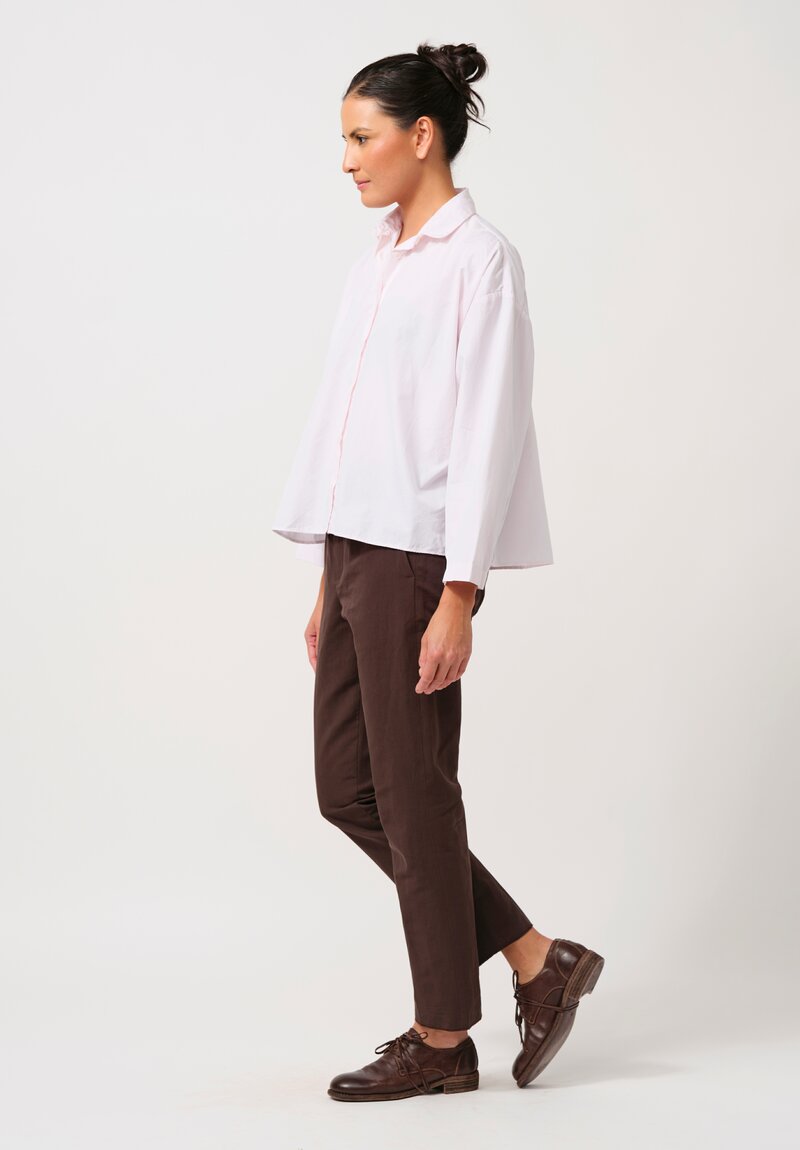 Bergfabel Washed Cotton Poplin Short Overshirt in Pale Pink	