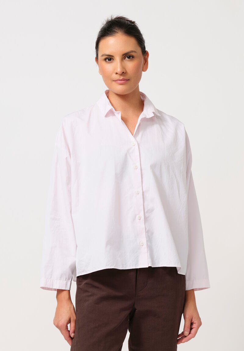 Bergfabel Washed Cotton Poplin Short Overshirt in Pale Pink	