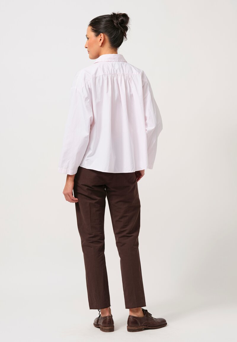 Bergfabel Washed Cotton Poplin Short Overshirt in Pale Pink	