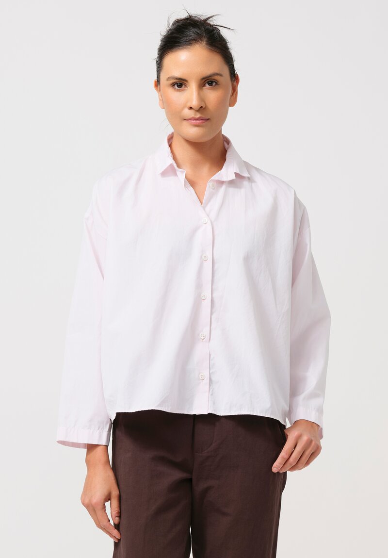 Bergfabel Washed Cotton Poplin Short Overshirt in Pale Pink